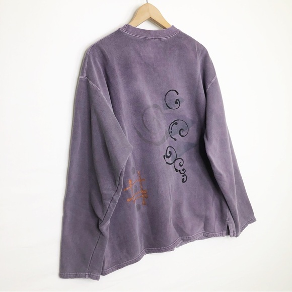 BOHEMIAN custom purple embellished button down sweatshirt - Picture 14 of 15